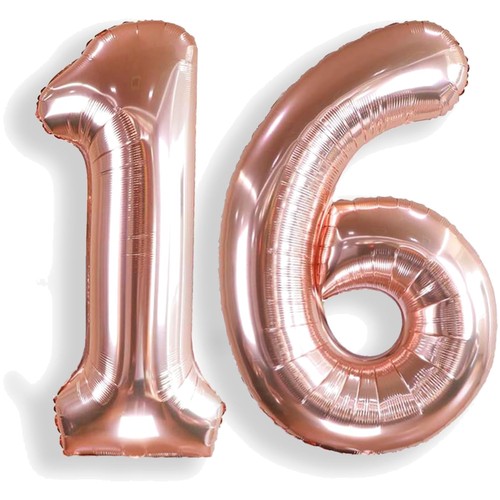 Palloncini numeri oro - rosa, 16